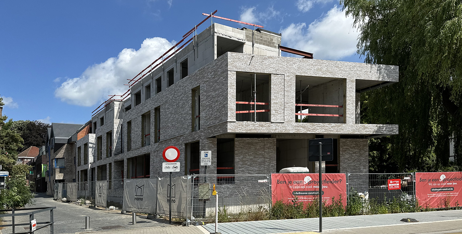 De ruwbouwfase van De Wasserij in Overijse is afgerond